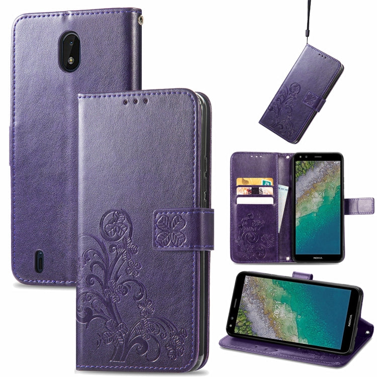 Four-leaf Clasp Embossed Buckle Mobile Phone Protection Leather Case with Lanyard & Card Slot & Wallet & Bracket Function, For Nokia  XR 20, For Nokia C01 Plus, For Huawei Maimang 10 SE, For Asus Zenfone 8 Flip