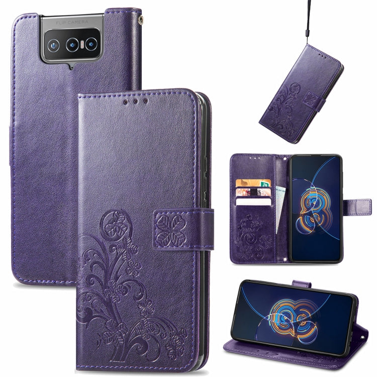 Four-leaf Clasp Embossed Buckle Mobile Phone Protection Leather Case with Lanyard & Card Slot & Wallet & Bracket Function, For Nokia  XR 20, For Nokia C01 Plus, For Huawei Maimang 10 SE, For Asus Zenfone 8 Flip
