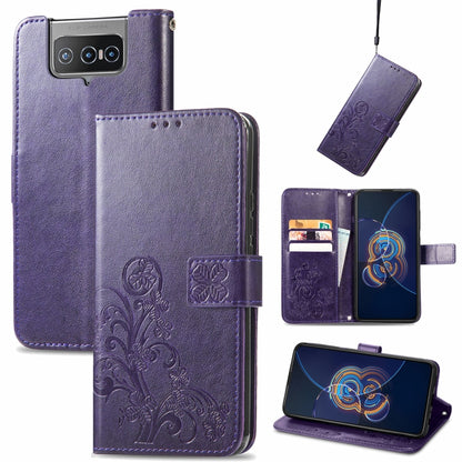 Four-leaf Clasp Embossed Buckle Mobile Phone Protection Leather Case with Lanyard & Card Slot & Wallet & Bracket Function, For Nokia  XR 20, For Nokia C01 Plus, For Huawei Maimang 10 SE, For Asus Zenfone 8 Flip