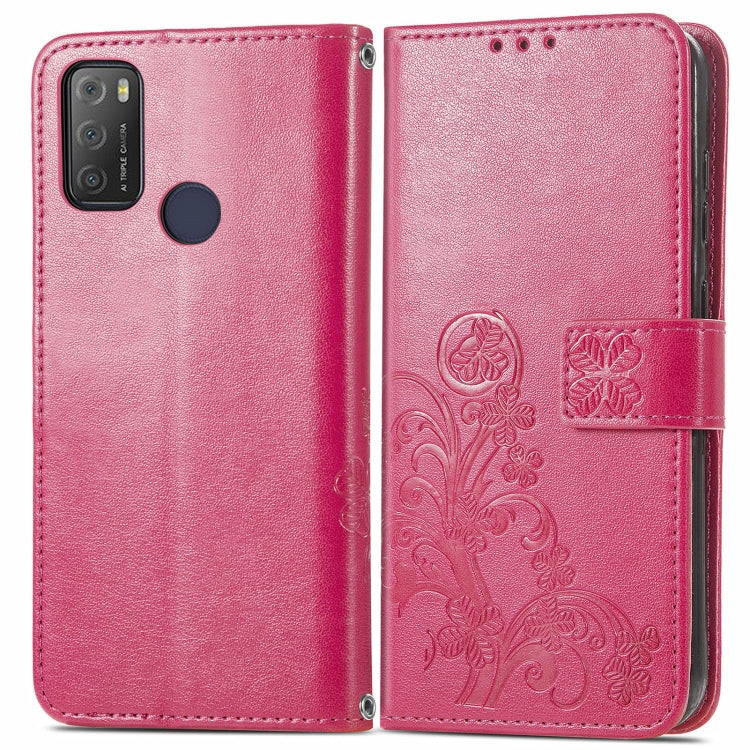 Four-leaf Clasp Embossed Buckle Mobile Phone Protection Leather Case with Lanyard & Card Slot & Wallet & Bracket Function, For Alcatel 1S 2021, For Wiko Y61, For vivo S7, For Tecno Pova 2