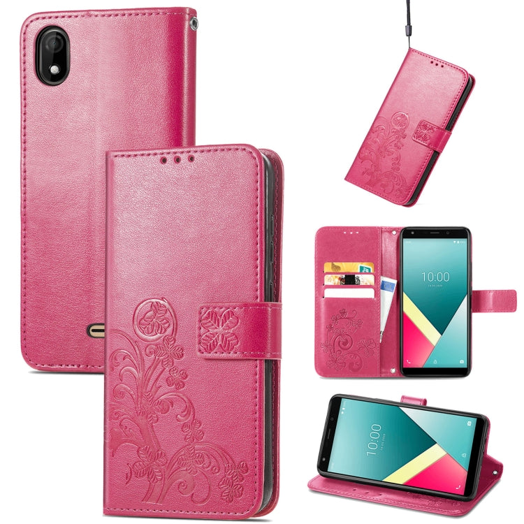 Four-leaf Clasp Embossed Buckle Mobile Phone Protection Leather Case with Lanyard & Card Slot & Wallet & Bracket Function, For Alcatel 1S 2021, For Wiko Y61, For vivo S7, For Tecno Pova 2