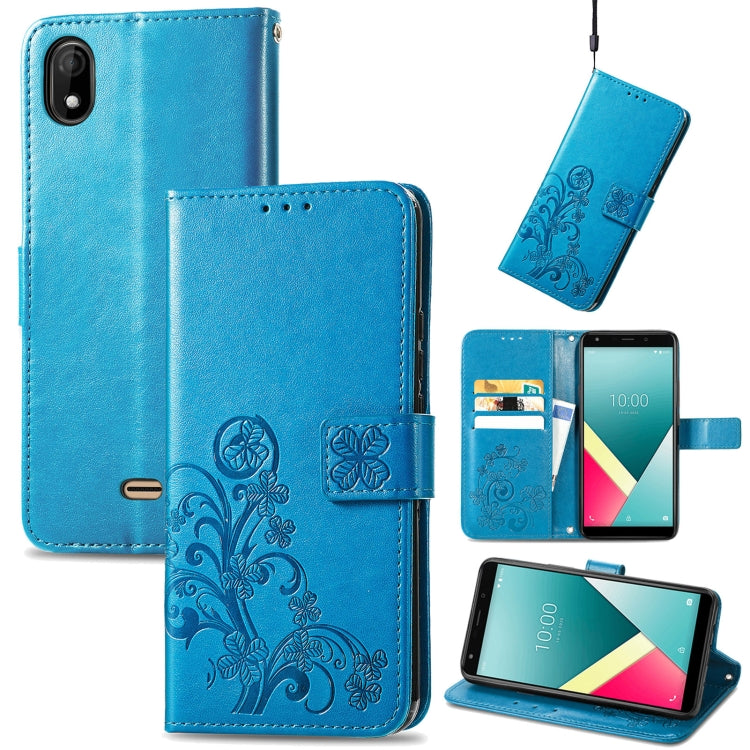 Four-leaf Clasp Embossed Buckle Mobile Phone Protection Leather Case with Lanyard & Card Slot & Wallet & Bracket Function, For Alcatel 1S 2021, For Wiko Y61, For vivo S7, For Tecno Pova 2