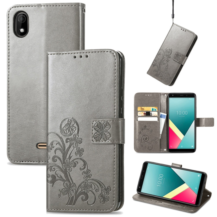 Four-leaf Clasp Embossed Buckle Mobile Phone Protection Leather Case with Lanyard & Card Slot & Wallet & Bracket Function, For Alcatel 1S 2021, For Wiko Y61, For vivo S7, For Tecno Pova 2
