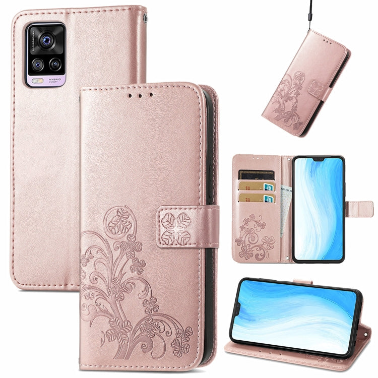 Four-leaf Clasp Embossed Buckle Mobile Phone Protection Leather Case with Lanyard & Card Slot & Wallet & Bracket Function, For Alcatel 1S 2021, For Wiko Y61, For vivo S7, For Tecno Pova 2