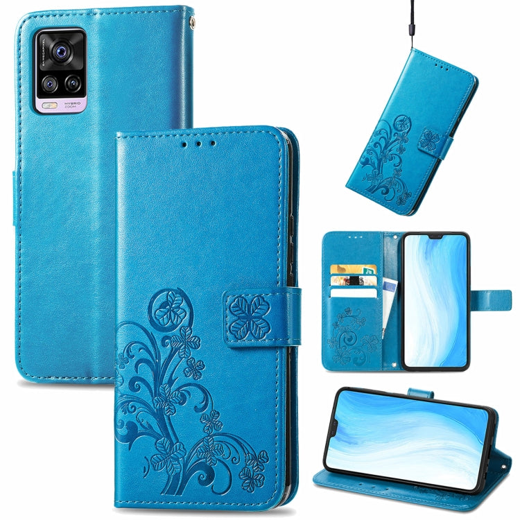 Four-leaf Clasp Embossed Buckle Mobile Phone Protection Leather Case with Lanyard & Card Slot & Wallet & Bracket Function, For Alcatel 1S 2021, For Wiko Y61, For vivo S7, For Tecno Pova 2