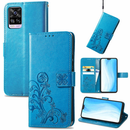 Four-leaf Clasp Embossed Buckle Mobile Phone Protection Leather Case with Lanyard & Card Slot & Wallet & Bracket Function, For Alcatel 1S 2021, For Wiko Y61, For vivo S7, For Tecno Pova 2