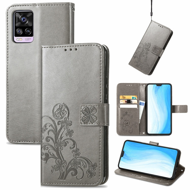 Four-leaf Clasp Embossed Buckle Mobile Phone Protection Leather Case with Lanyard & Card Slot & Wallet & Bracket Function, For Alcatel 1S 2021, For Wiko Y61, For vivo S7, For Tecno Pova 2