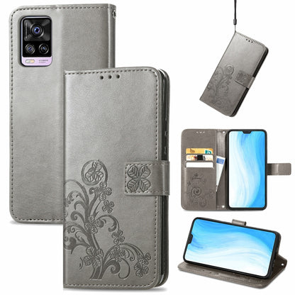 Four-leaf Clasp Embossed Buckle Mobile Phone Protection Leather Case with Lanyard & Card Slot & Wallet & Bracket Function, For Alcatel 1S 2021, For Wiko Y61, For vivo S7, For Tecno Pova 2