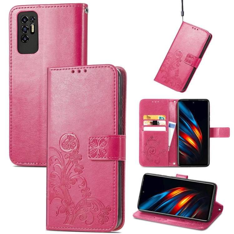 Four-leaf Clasp Embossed Buckle Mobile Phone Protection Leather Case with Lanyard & Card Slot & Wallet & Bracket Function, For Alcatel 1S 2021, For Wiko Y61, For vivo S7, For Tecno Pova 2