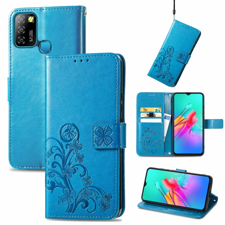 Four-leaf Clasp Embossed Buckle Mobile Phone Protection Leather Case with Lanyard & Card Slot & Wallet & Bracket Function, For Infinix Smart 5, For Infinix Note 10, For Infinix Note 8, For Infinix HOT 10T
