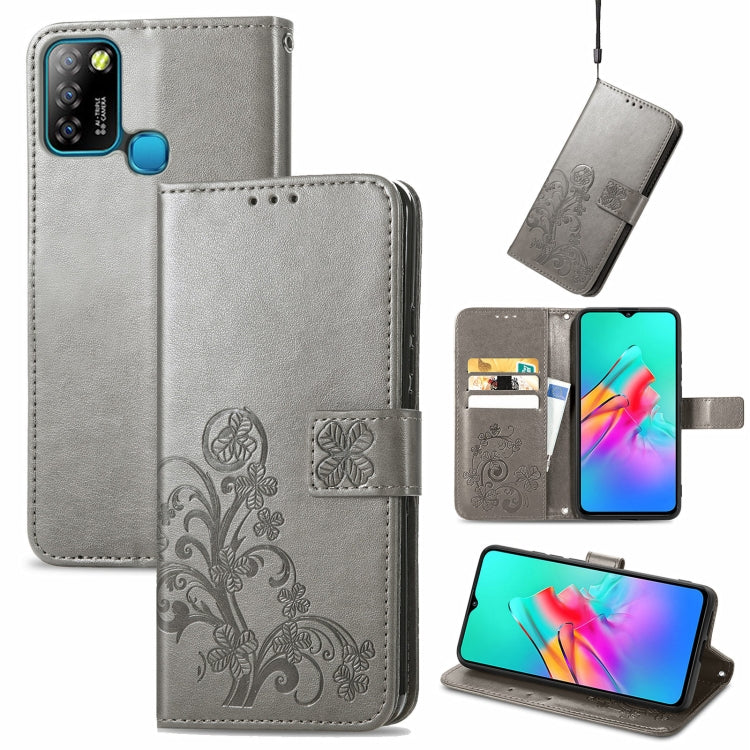 Four-leaf Clasp Embossed Buckle Mobile Phone Protection Leather Case with Lanyard & Card Slot & Wallet & Bracket Function, For Infinix Smart 5, For Infinix Note 10, For Infinix Note 8, For Infinix HOT 10T