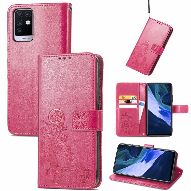 Four-leaf Clasp Embossed Buckle Mobile Phone Protection Leather Case with Lanyard & Card Slot & Wallet & Bracket Function, For Infinix Smart 5, For Infinix Note 10, For Infinix Note 8, For Infinix HOT 10T