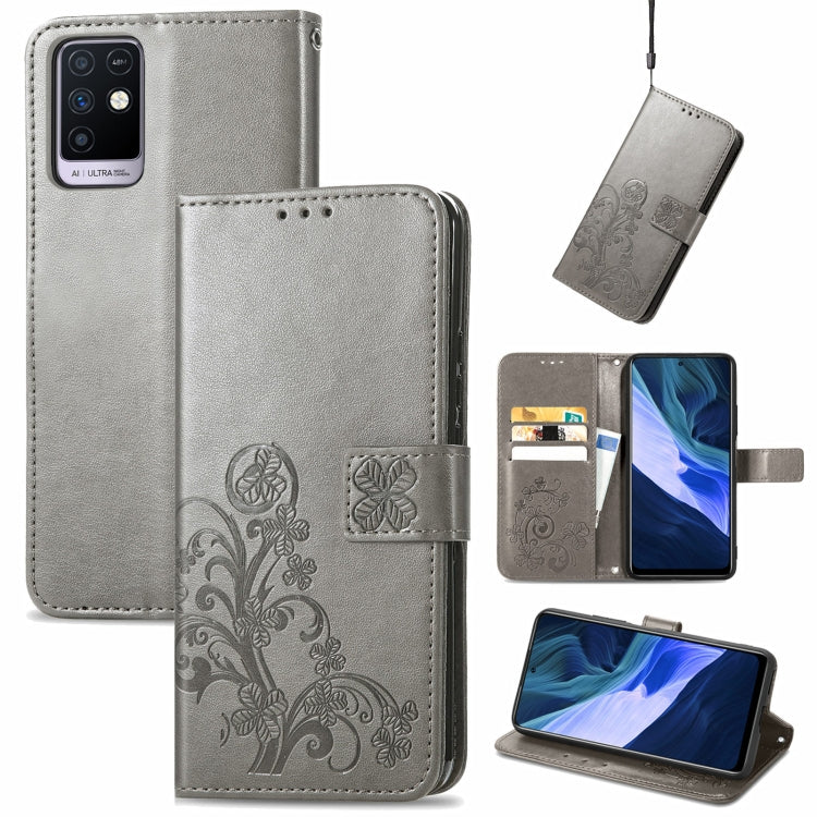 Four-leaf Clasp Embossed Buckle Mobile Phone Protection Leather Case with Lanyard & Card Slot & Wallet & Bracket Function, For Infinix Smart 5, For Infinix Note 10, For Infinix Note 8, For Infinix HOT 10T