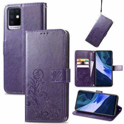 Four-leaf Clasp Embossed Buckle Mobile Phone Protection Leather Case with Lanyard & Card Slot & Wallet & Bracket Function, For Infinix Smart 5, For Infinix Note 10, For Infinix Note 8, For Infinix HOT 10T