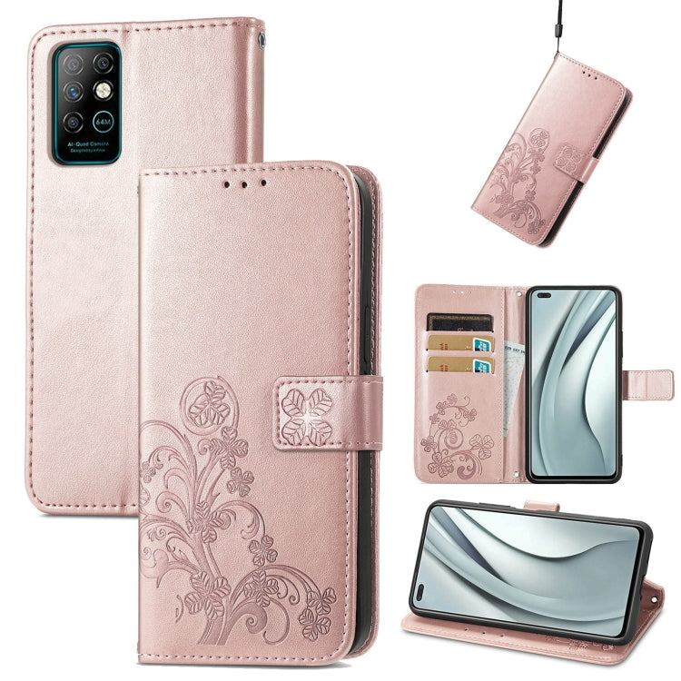 Four-leaf Clasp Embossed Buckle Mobile Phone Protection Leather Case with Lanyard & Card Slot & Wallet & Bracket Function, For Infinix Smart 5, For Infinix Note 10, For Infinix Note 8, For Infinix HOT 10T