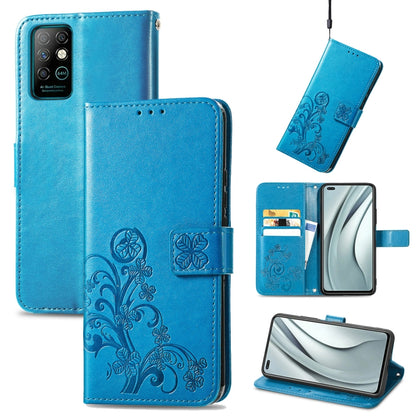 Four-leaf Clasp Embossed Buckle Mobile Phone Protection Leather Case with Lanyard & Card Slot & Wallet & Bracket Function, For Infinix Smart 5, For Infinix Note 10, For Infinix Note 8, For Infinix HOT 10T