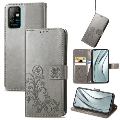 Four-leaf Clasp Embossed Buckle Mobile Phone Protection Leather Case with Lanyard & Card Slot & Wallet & Bracket Function, For Infinix Smart 5, For Infinix Note 10, For Infinix Note 8, For Infinix HOT 10T