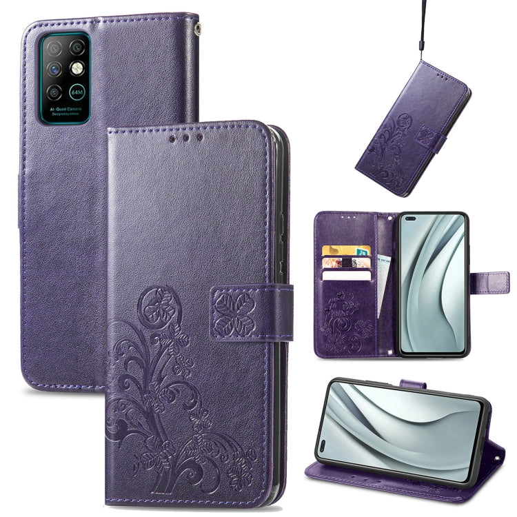 Four-leaf Clasp Embossed Buckle Mobile Phone Protection Leather Case with Lanyard & Card Slot & Wallet & Bracket Function, For Infinix Smart 5, For Infinix Note 10, For Infinix Note 8, For Infinix HOT 10T