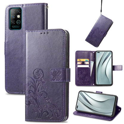 Four-leaf Clasp Embossed Buckle Mobile Phone Protection Leather Case with Lanyard & Card Slot & Wallet & Bracket Function, For Infinix Smart 5, For Infinix Note 10, For Infinix Note 8, For Infinix HOT 10T
