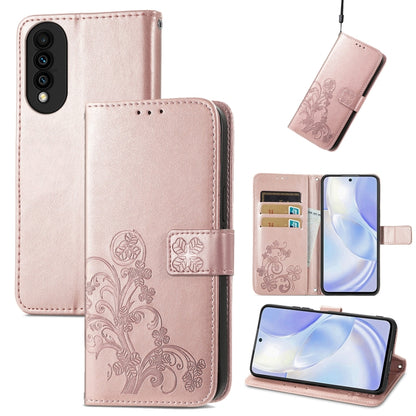Four-leaf Clasp Embossed Buckle Mobile Phone Protection Leather Case with Lanyard & Card Slot & Wallet & Bracket Function, For Huawei nova 8 SE Youth, For Blackview A100