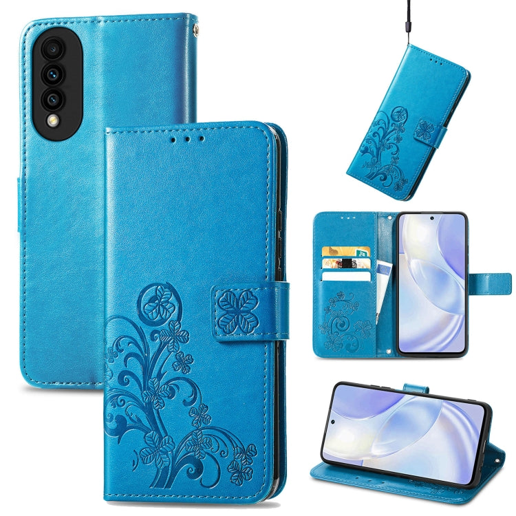 Four-leaf Clasp Embossed Buckle Mobile Phone Protection Leather Case with Lanyard & Card Slot & Wallet & Bracket Function, For Huawei nova 8 SE Youth, For Blackview A100