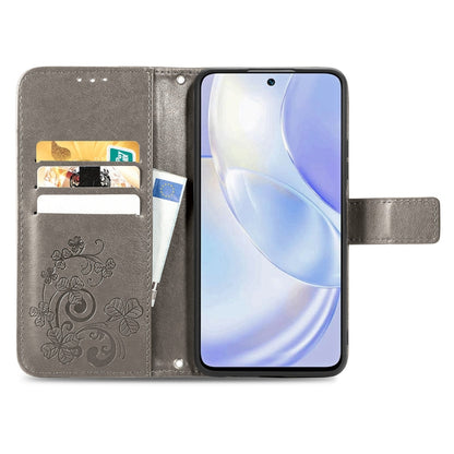 Four-leaf Clasp Embossed Buckle Mobile Phone Protection Leather Case with Lanyard & Card Slot & Wallet & Bracket Function, For Huawei nova 8 SE Youth, For Blackview A100