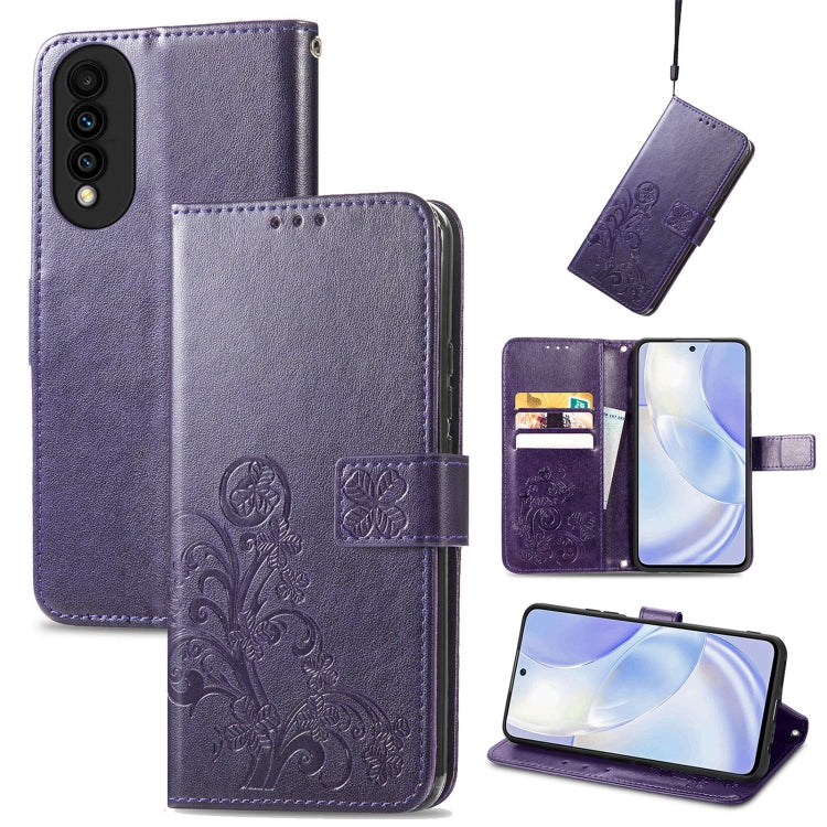 Four-leaf Clasp Embossed Buckle Mobile Phone Protection Leather Case with Lanyard & Card Slot & Wallet & Bracket Function, For Huawei nova 8 SE Youth, For Blackview A100