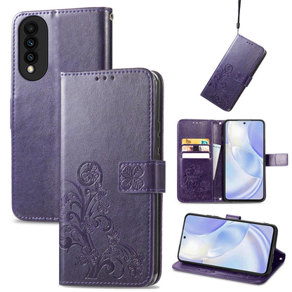 Four-leaf Clasp Embossed Buckle Mobile Phone Protection Leather Case with Lanyard & Card Slot & Wallet & Bracket Function, For Huawei nova 8 SE Youth, For Blackview A100