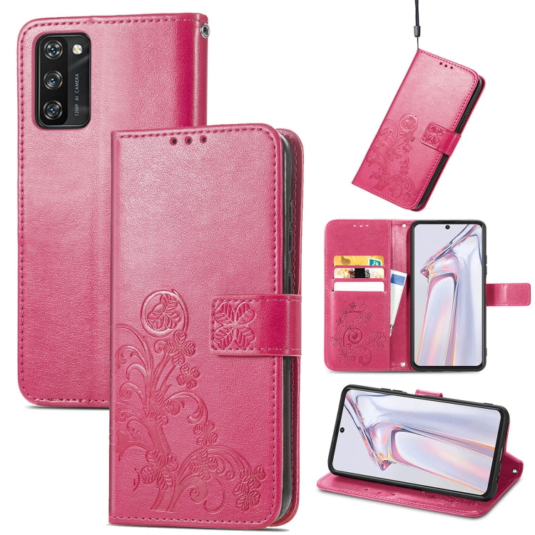 Four-leaf Clasp Embossed Buckle Mobile Phone Protection Leather Case with Lanyard & Card Slot & Wallet & Bracket Function, For Huawei nova 8 SE Youth, For Blackview A100