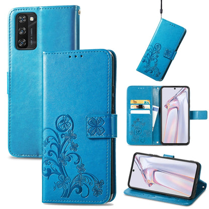 Four-leaf Clasp Embossed Buckle Mobile Phone Protection Leather Case with Lanyard & Card Slot & Wallet & Bracket Function, For Huawei nova 8 SE Youth, For Blackview A100