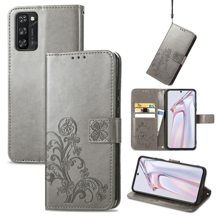 Four-leaf Clasp Embossed Buckle Mobile Phone Protection Leather Case with Lanyard & Card Slot & Wallet & Bracket Function, For Huawei nova 8 SE Youth, For Blackview A100