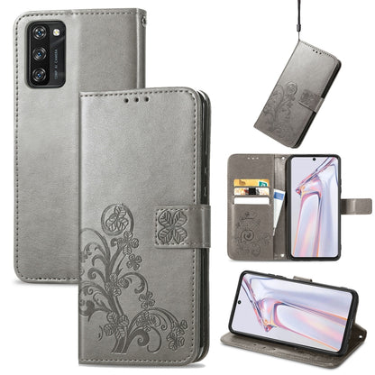 Four-leaf Clasp Embossed Buckle Mobile Phone Protection Leather Case with Lanyard & Card Slot & Wallet & Bracket Function, For Huawei nova 8 SE Youth, For Blackview A100