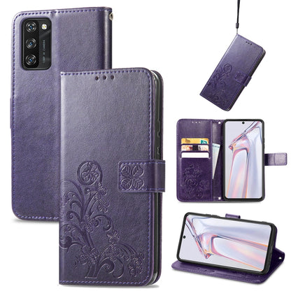 Four-leaf Clasp Embossed Buckle Mobile Phone Protection Leather Case with Lanyard & Card Slot & Wallet & Bracket Function, For Huawei nova 8 SE Youth, For Blackview A100