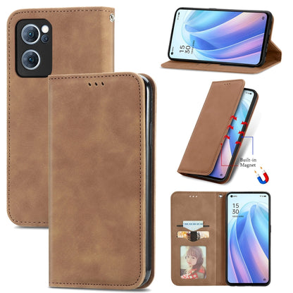 Retro Skin Feel Magnetic Flip Leather Case, For OPPO Reno7 5G, For OPPO Reno7 Pro 5G, For OPPO A16K, For vivo Y76s