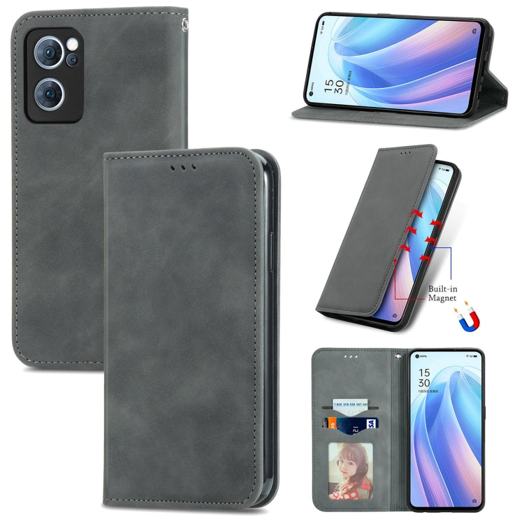 Retro Skin Feel Magnetic Flip Leather Case, For OPPO Reno7 5G, For OPPO Reno7 Pro 5G, For OPPO A16K, For vivo Y76s