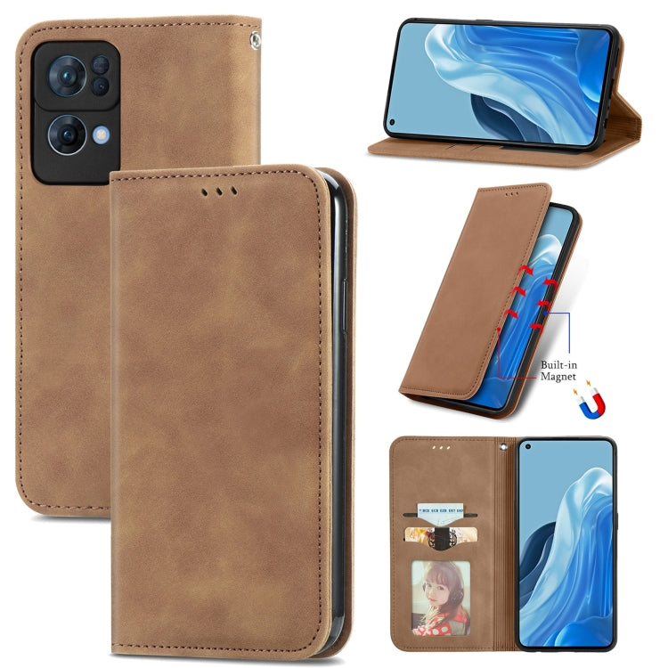 Retro Skin Feel Magnetic Flip Leather Case, For OPPO Reno7 5G, For OPPO Reno7 Pro 5G, For OPPO A16K, For vivo Y76s