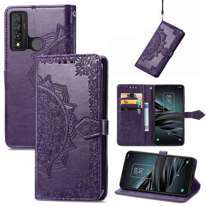 Mandala Flower Embossed Horizontal Flip Leather Phone Case, For TCL 20 XE, For TCL 20B, For TCL 205