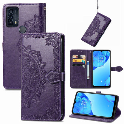 Mandala Flower Embossed Horizontal Flip Leather Phone Case, For TCL 20 XE, For TCL 20B, For TCL 205