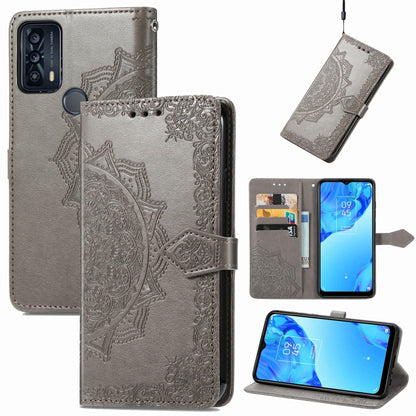 Mandala Flower Embossed Horizontal Flip Leather Phone Case, For TCL 20 XE, For TCL 20B, For TCL 205
