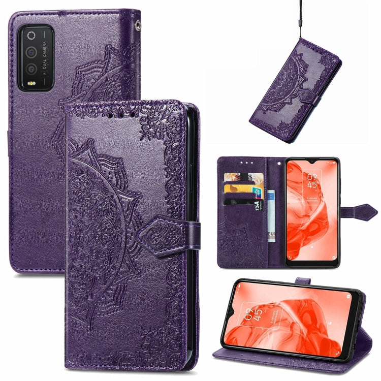 Mandala Flower Embossed Horizontal Flip Leather Phone Case, For TCL 20 XE, For TCL 20B, For TCL 205