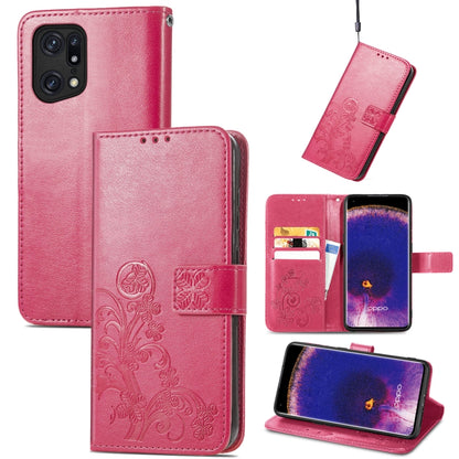 Four-leaf Clasp Embossed Buckle Leather Phone Case, For OPPO Find X5 Pro, For OPPO Find X5, For OPPO Realme 9 Pro, For OPPO Realme 9 Pro+ 5G