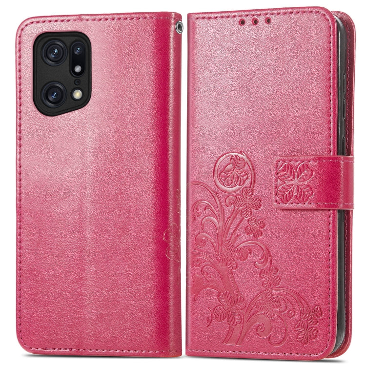 Four-leaf Clasp Embossed Buckle Leather Phone Case, For OPPO Find X5 Pro, For OPPO Find X5, For OPPO Realme 9 Pro, For OPPO Realme 9 Pro+ 5G