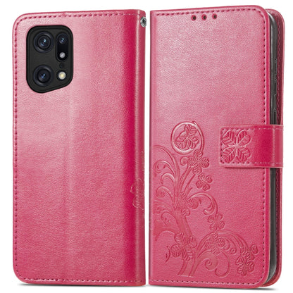 Four-leaf Clasp Embossed Buckle Leather Phone Case, For OPPO Find X5 Pro, For OPPO Find X5, For OPPO Realme 9 Pro, For OPPO Realme 9 Pro+ 5G