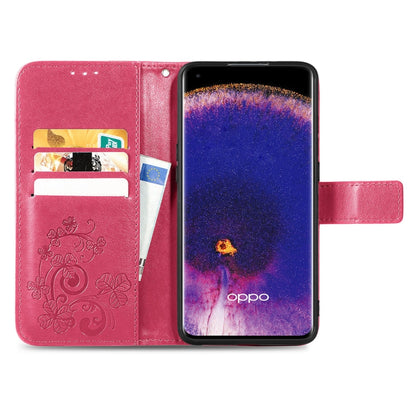 Four-leaf Clasp Embossed Buckle Leather Phone Case, For OPPO Find X5 Pro, For OPPO Find X5, For OPPO Realme 9 Pro, For OPPO Realme 9 Pro+ 5G