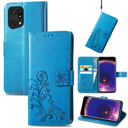 Four-leaf Clasp Embossed Buckle Leather Phone Case, For OPPO Find X5 Pro, For OPPO Find X5, For OPPO Realme 9 Pro, For OPPO Realme 9 Pro+ 5G