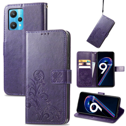 Four-leaf Clasp Embossed Buckle Leather Phone Case, For OPPO Find X5 Pro, For OPPO Find X5, For OPPO Realme 9 Pro, For OPPO Realme 9 Pro+ 5G