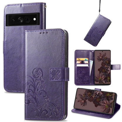 Four-leaf Clasp Embossed Buckle Leather Phone Case, For OnePlus Nord CE 2 5G, For Google Pixel 7 Pro 5G, For Google Pixel 7 5G, For Motorola Edge 30 Pro