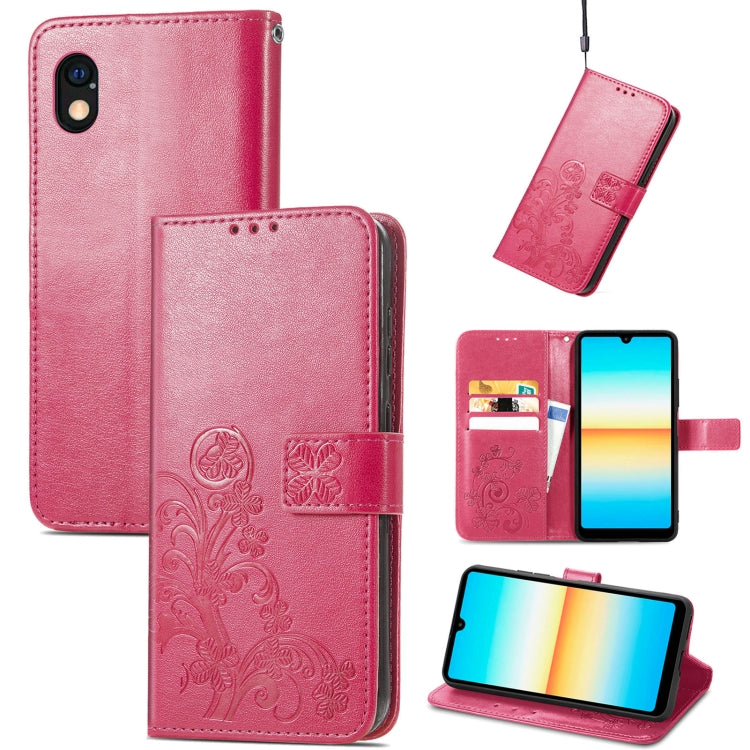 Four-leaf Clasp Embossed Buckle Leather Phone Case, For Sony Xperia Ace III