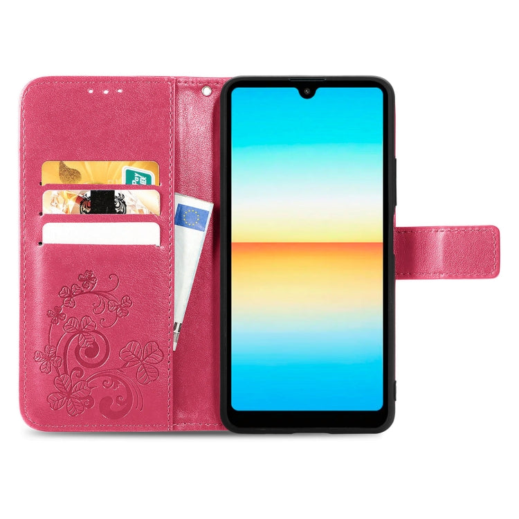 Four-leaf Clasp Embossed Buckle Leather Phone Case, For Sony Xperia Ace III