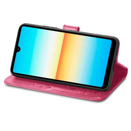 Four-leaf Clasp Embossed Buckle Leather Phone Case, For Sony Xperia Ace III